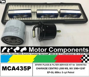 SPARK PLUG & FILTER KIT for DAIHATSU CHARADE CENTRO EF-GL 659cc 3/95>12/97 - Picture 1 of 3