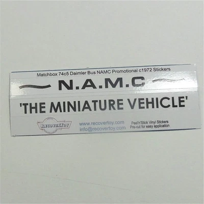 Matchbox Lesney 74c5 Daimler Bus NAMC 1972 Promotional Sticker Set - Image 1 of 3