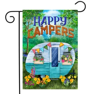 Briarwood Lane Spring Happy Campers Floral Garden Flag - Picture 1 of 4