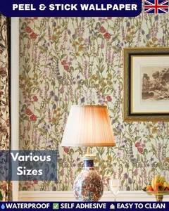 Rollo de papel tapiz floral vintage botánico peeling stick jardín inglés autoadhesivo - Imagen 1 de 9