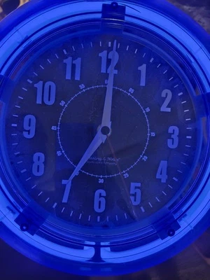 Sterling & Noble Neon Clock Company Retro Blue Analog 11” Wall Clock 22336 - Image 1 of 3