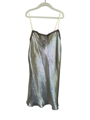 ROZAE NICHOLS винтажный Y2K золото серебро хромой металлический Cami Top, размер средний - Изображение 1 из 4