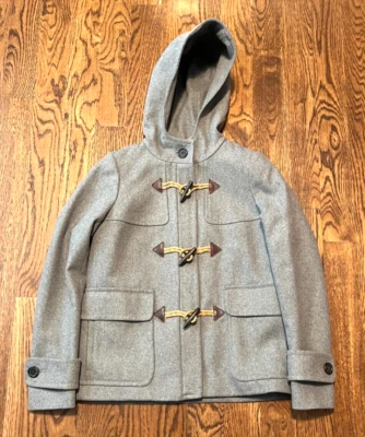 NWOT J CREW Gray Melton Wool Toggle Hooded Duffle Coat Jacket Women’s Sz 4 - Image 1 of 4