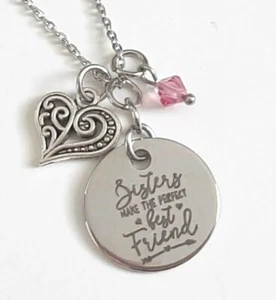 Collar de hermana hecho a mano de regalo personalizado, las hermanas hacen el mejor amigo perfecto - Imagen 1 de 7