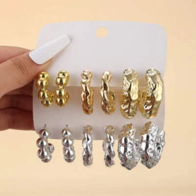 Pendientes irregulares de frijol de superficie ligera grande gota de agua en forma de C Foto 1 de 4