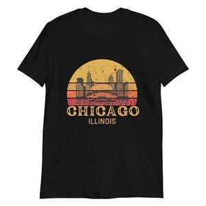 Retro Chicago Illinois Unisex T-Shirt | Vintage Skyline & The Bean - Picture 1 of 5