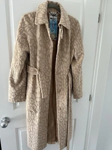 LAMB Gwen Stefani Hooded Balmacaan Camel Long Jacket Coat Sz 6 Leopard No Hood - Picture 1 of 11