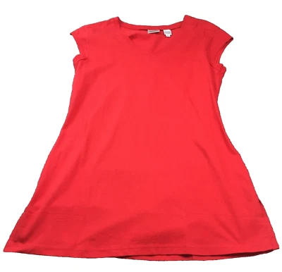 Newport News Estilo Fácil Mujer Camiseta Túnica Talla L Rojo Amapola Cuello en V Manga Gorra Nueva con Etiquetas Foto 1 de 4