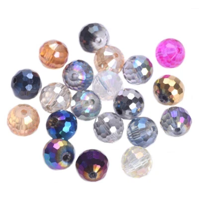 Colorful Plated Round Disco Ball 6mm 8mm 10mm 12mm 96 Facets Crystal Glass Beads - Image 1 of 4