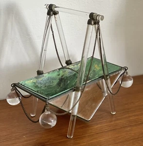 Antique ART DECO Mirror CRYSTAL And TOLE Pools OF Light CHAINS Orchid CACHE Pot - Picture 1 of 24