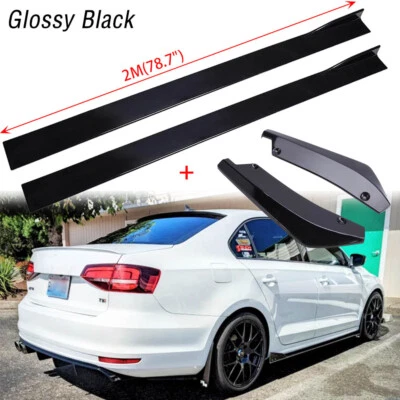 Labio divisor de faldón lateral 78,7" + difusor de parachoques trasero Canard para Volkswagen Jetta Foto 1 de 4