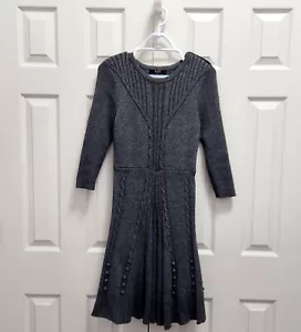 Women's Alex Marie Sparkle Gray Wool Acrylic Knit 3/4 Sleeve A-Line Dress Sz S - Picture 1 of 8
