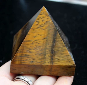 215g TOP NATURAL TIGEREYE QUARTZ CRYSTAL ORE / Fire PYRAMID HEALING - Picture 1 of 6