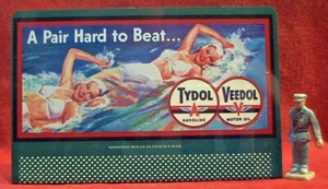 TYDOL-VEEDOL GASOLINE "TWINS"  #134___TINPLATE BILLBOARD  O/S SCALE - Picture 1 of 3