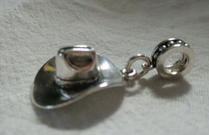 ELEMENT~CHARM ANT 925 SILVER DANGLE "COWBOY 10 GALLON HAT"  EUROPEAN BEAD CHARM - Picture 1 of 3