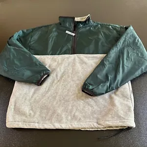 Cheetah Fleece Pullover Jacket 1/4 Zip Green Gray Outdoor Windbreaker Mens Large - Picture 1 of 9