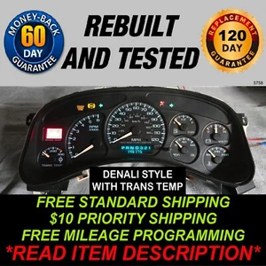2001-2002 GMC Sierra Denali, Sierra C3, Yukon Denali Gauge Cluster - Picture 1 of 5