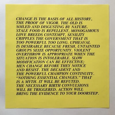 Impresión litográfica offset ensayo inflamatorio Jenny Holzer 17" x 17" (1979-82) Foto 1 de 2