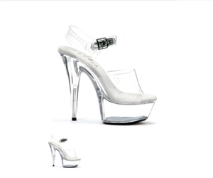 6" Plataforma Transparente Desfile Bikini Concurso Piscina Tacones Altos Stripper Zapatos Ellie - Imagen 1 de 2