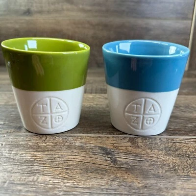 Tazas de té Starbucks Tazo tazas asimétricas verde azul 2012 par de 2 Foto 1 de 4