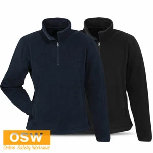 Ladies Lightweight 1/2 Zip FLEECE Winter Casual Work PULLOVER Navy Black Jumper - Picture 1 of 6