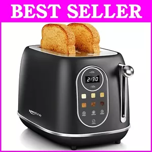 Luxury Black Stainless Steel Toaster with Touchscreen & Easy Cleanup Crumb Tray - Picture 1 of 10