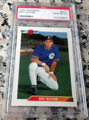 BRET BOONE 1992 Bowman Rookie Card RC PSA 10 POP 20 Seattle Mariners 252 HRs🔥$$ - Image 1 of 2