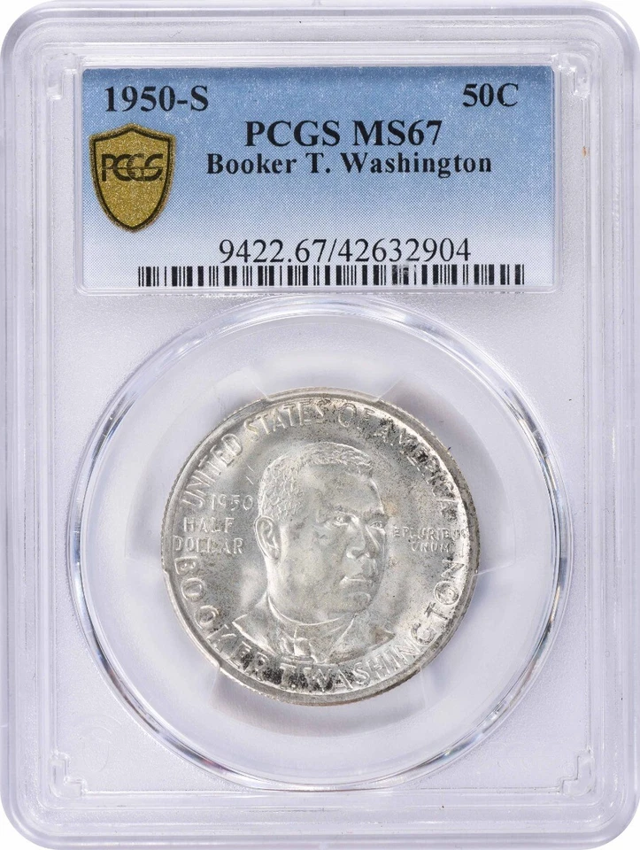 1950-S Booker T. Washington Commemorative Half MS67 PCGS Mint State 66 - Image 1 of 2