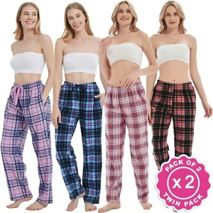 Pack of 2 Womens Pyjamas Fleece Ladies Bottoms Pants Loungewear pjs Nightwear - Picture 1 of 15