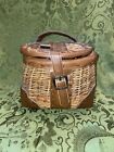 1980's Doc Seifert Woven Wicker and Leather Fly Fishing Creel Basket