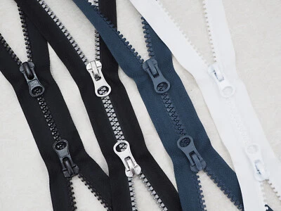 2-Weg Reißverschluss 5mm grob teilbar 30-100cm Kunststoff schwarz weiß grau Wege - Bild 1 von 4