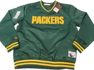 Green Bay Packers Men Mitchell & Ness Light Weight Pullover Satin Jacket $120 - Picture 1 of 8