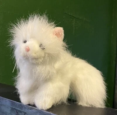 GANZ Webkinz White Persian Kitty Cat Blue Eyes Long Hair 7" Plush HM110 NO Code - Image 1 of 4