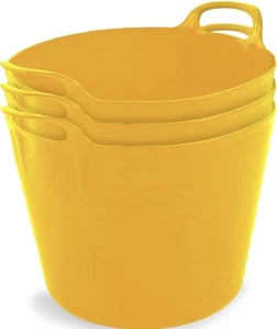 FLEXI TUB WITH HANDLE BUILDER BUCKET TRUG CONSTRUCTION CONTAINER BUCKET (yellow) - Picture 1 of 7
