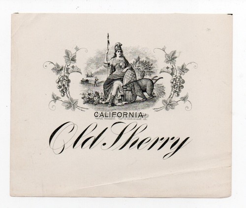 Original 1900 California Old Sherry Wine Label with Minerva & Bear | eBay