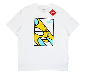 Puma Basketball Court Graphic Crew Neck Kurzarm Herren T-Shirt M Neu mit Etikett Weiß - Bild 1 von 2