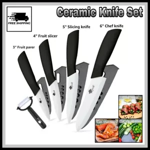 CERAMIC KNIFE SET Chef Kitchen Peeler Cutting Slicing Vegetables Fruits Fish - Picture 1 of 6