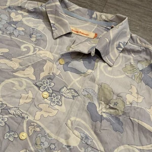 Tommy Bahama Shirt Mens XL Floral 100% Silk Hawaiian Loop Collar Camp Costal - Picture 1 of 10