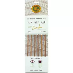 Lion Brand Premium Bamboo 25cm (10") Knitting Needles - Set of 3 - Picture 1 of 2
