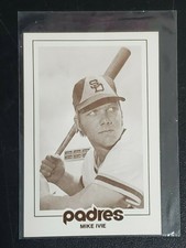 Mike Ivie 1977 San Diego Padres Schedule Card , Blank Back, Not graded But Nice