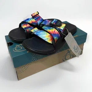 Chaco Chillos Damen-Slidesandalen Größe 7 dunkel gefärbt schwarz Neu im Karton blau rot grün - Bild 1 von 9
