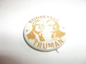 ROOSEVELT - TRUMAN METAL PIN BUTTON - Picture 1 of 2