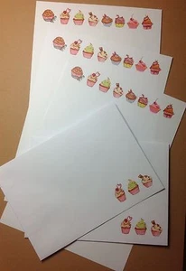 Colourful yummy cupcakes letter writing paper & envelopes stationery set - Picture 1 of 2