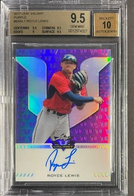 2017 Leaf Valiant Draft Purple 14/15 Royce Lewis #BA-RL1 BGS 9.5 GEM MINT Auto - Image 1 of 2