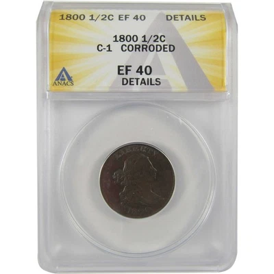 1800 C-1 Draped Bust Half Cent EF 40 Details ANACS Copper SKU:CPC0823 - Image 1 of 4