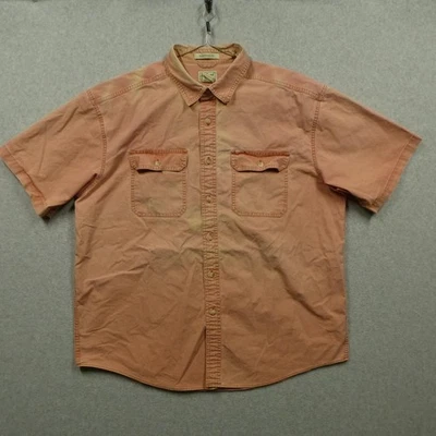 LL Bean Shirt Mens XL Orange Traditional Fit Short Sleeve Sunwashed Canvas - Image 1 of 4
