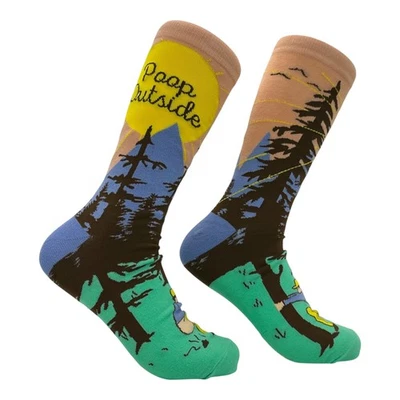 Poop Outside Socks Funny Sarcastic Camping Graphic Novelty Footwear for Men - Image 1 of 4