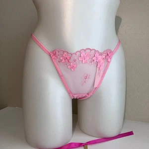 Victorias Secret SEXY TANGA T-Back Floral Bordado Malla Bragas Panty Encaje M - Imagen 1 de 8