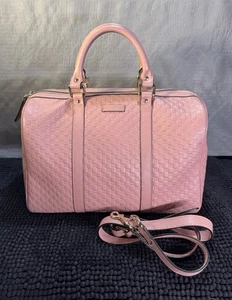 GUCCI Micro Guccissima Pink Boston Leather Dome Handbag With Strap - Large - Picture 1 of 21
