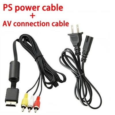 For Sony Playstation 1/2 PS2 FAT Audio AV RCA+AC Cable Power Supply Adapter Cord - Image 1 of 4